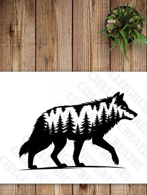 *2 for $20*  Wolf Trees Mountain vinyl decal Sticker Handcrafted